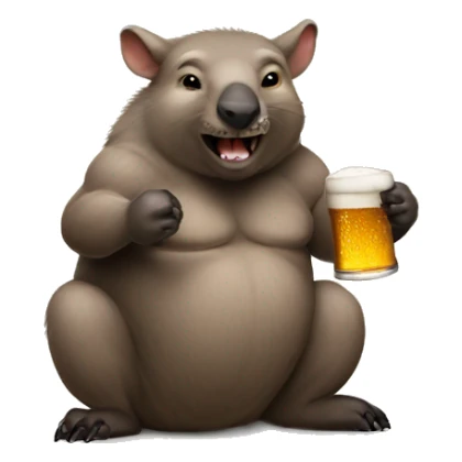 muscular wombat drinking beer sticker