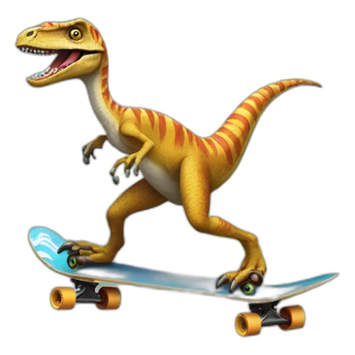velociraptor on skateboard sticker