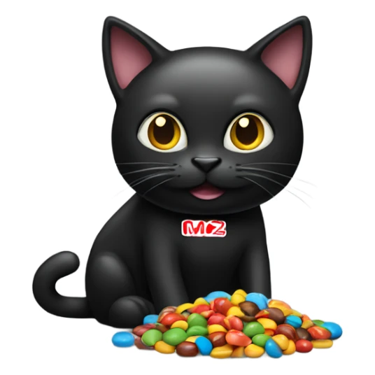 Black cat eating m and m’s sticker