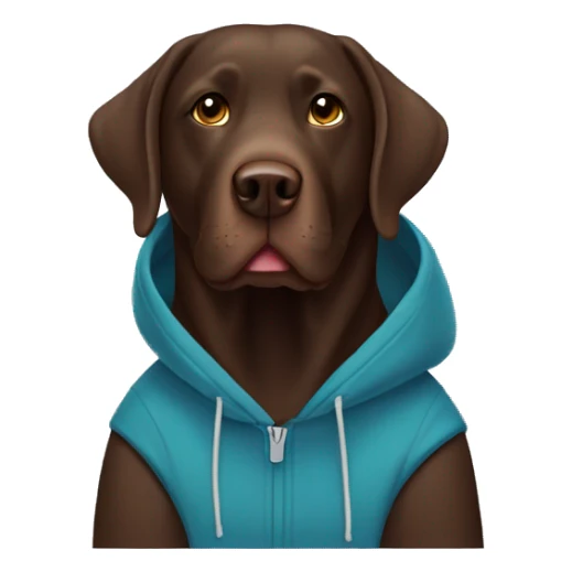 Chocolate lab wearing a hoodie sticker