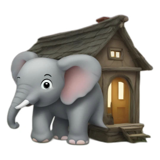 Elephant in a small house sticker