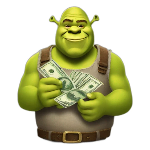 shrek holding money sticker