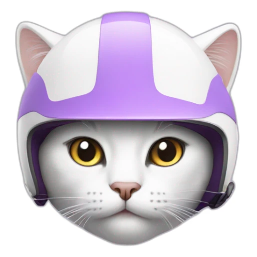 White cat in Lilac helmet sticker