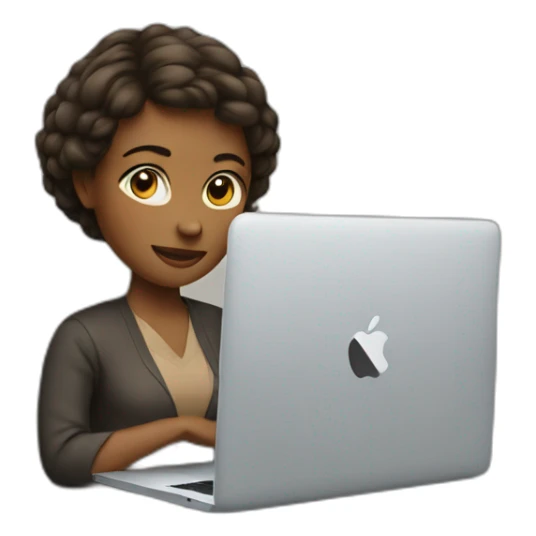 woman with macbook sticker