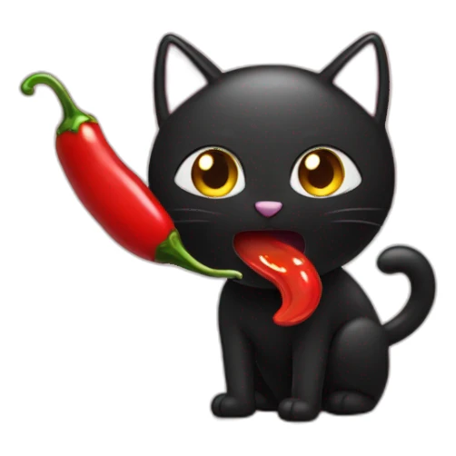 Black Cat eat chili pepper sticker