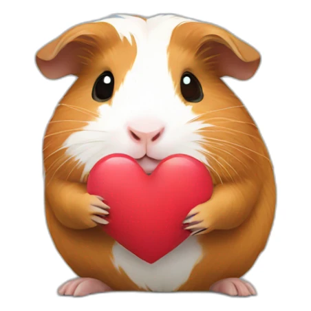 guinea pig holding a heart sticker
