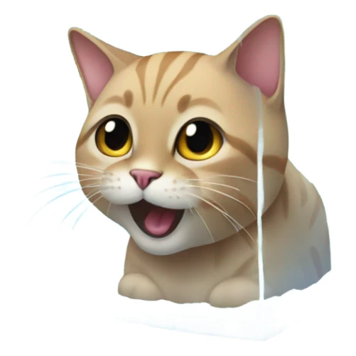 Cat inside of an ice cube sticker