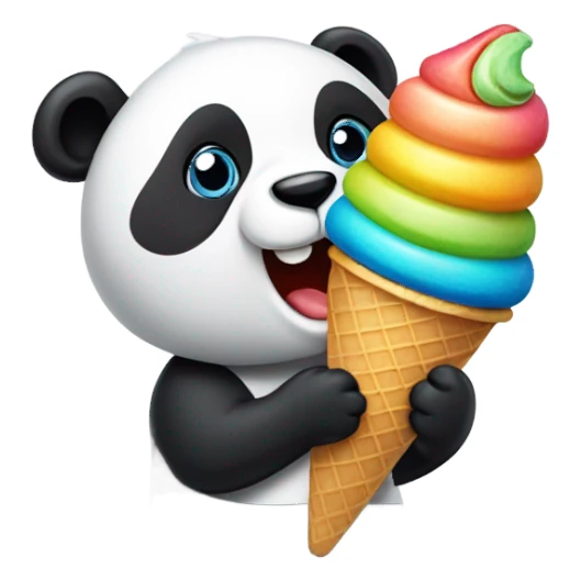 Panda eating ice cream sticker