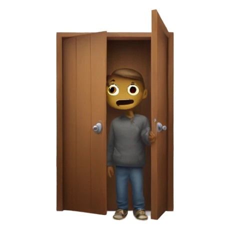 A person hiding behind a door  sticker