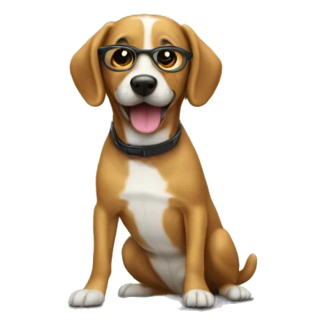 Dog using a laptop hacking signs in the air  sticker