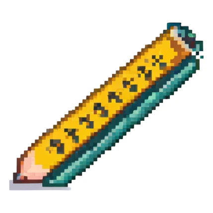 pencil and ruler crossed, pixel art style sticker