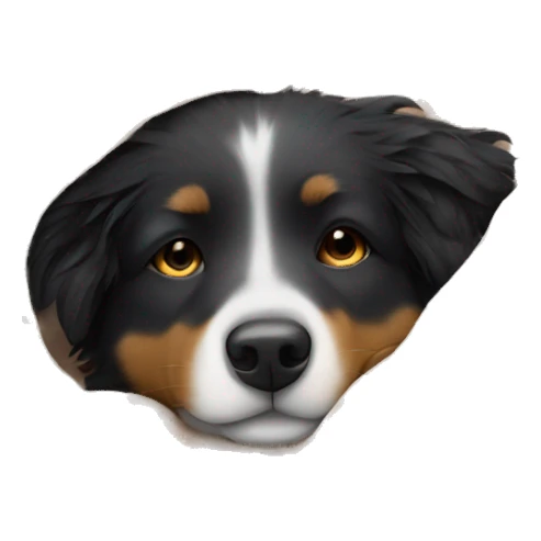 Small black australian shepherd dog sleeping with blanket  sticker