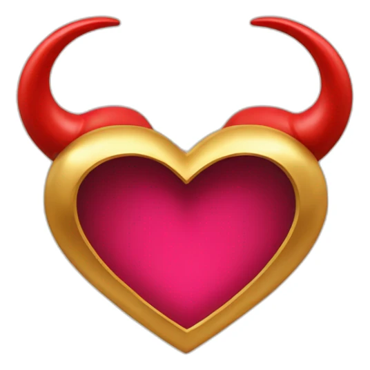 Gold heart frame with red horns sticker