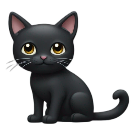 Black cat with white moustache and white chest sticker