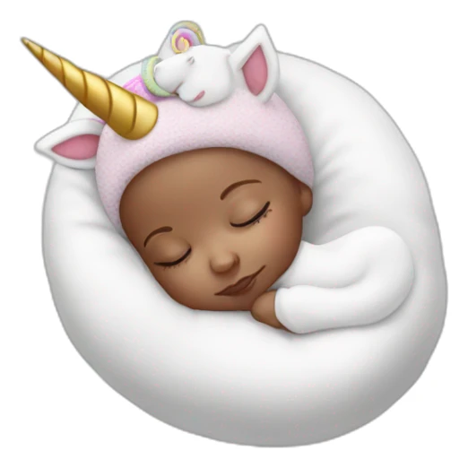 Sleeping white Newborn with unicorn headband sticker