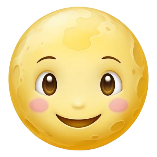 Venus planet with cloudy yellow surface and a cute happy smiling face sticker