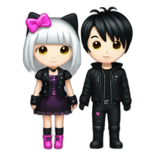 goth boy and hello kitty girl couple sticker