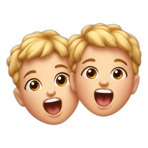 Baby twins smiling and yelling sticker