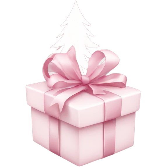 Light pink Christmas gifts under a white Christmas tree  emoji