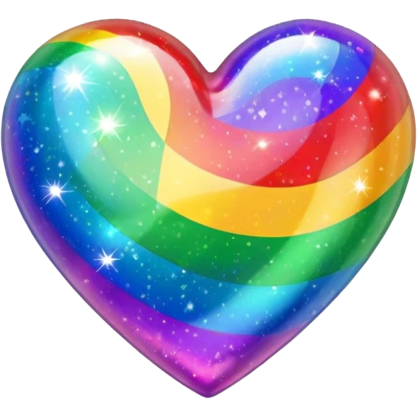 rainbow pride heart with rainbow sparkle effect emoji