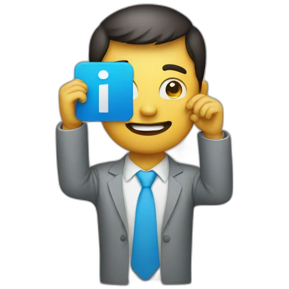 A man who holding LinkedIn logo over his head emoji
