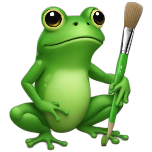 Frog designing with a brush emoji
