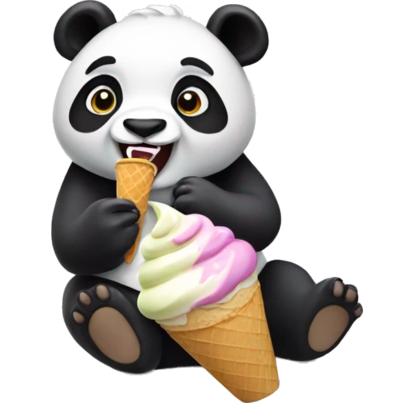 Panda eating ice cream emoji