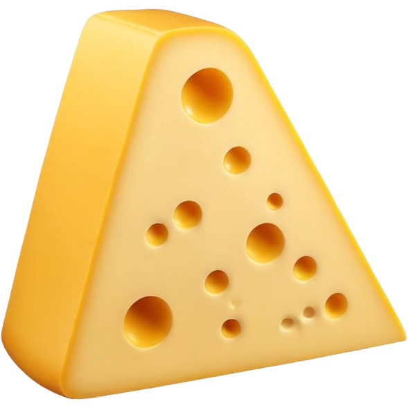 A 3D cartoon cheese wedge identical to dairy cheese, slightly lighter yellow tone, Memoji-style. emoji
