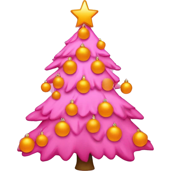 Pink Christmas tree with orange ornaments  emoji