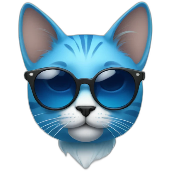 a blue kawaï cat round ears wearing sunglasses emoji