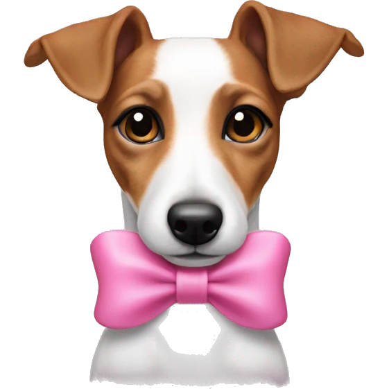 Jack Russel terrier with a pink bow on the head  emoji
