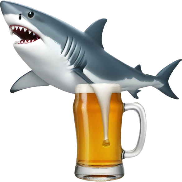 Shark shotgunning beer emoji