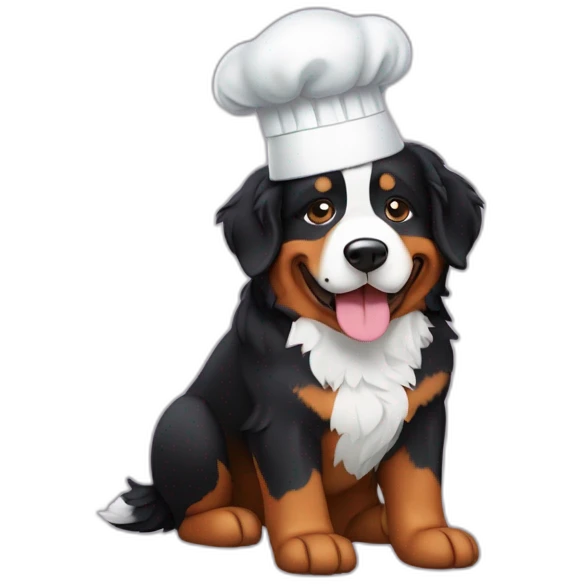 bernese mountain dog with a chef top hat emoji