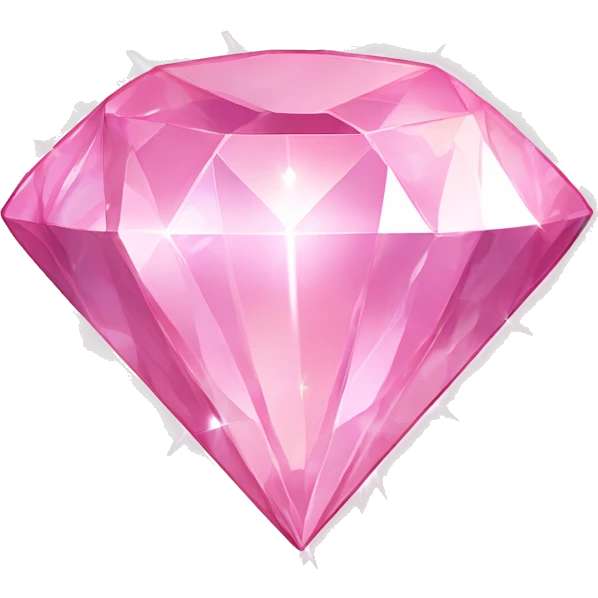 Diamond Emoji "A sparkling pastel pink diamond with flawless cuts, radiating rainbow-tinted light beams and surrounded by tiny glitter specs." emoji
