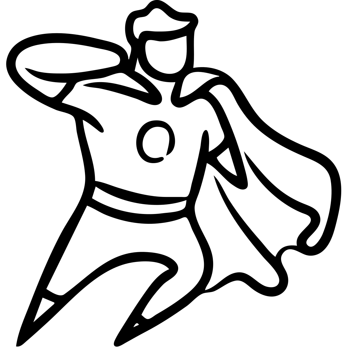 Superhuman with cape and heroic stance, showing super strength emoji