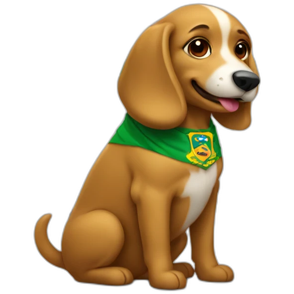 a caramel dog holding a brazilian flag emoji