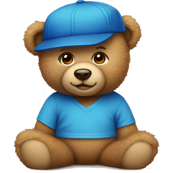 Teddy bear with blue t-shirt and blue shapka  emoji