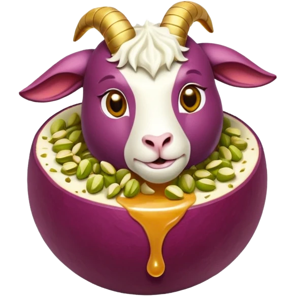 goat ball- a red seedless grade enrobed in goat cheese rolled in crushed pistachios and drizzled with honey emoji