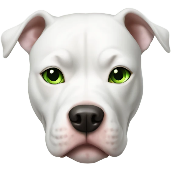 A white pitbull with green eyes  emoji
