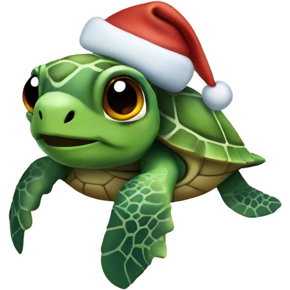 sea turtle wearing christmas hat emoji