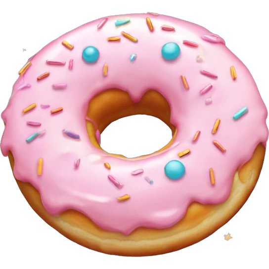 Pastel Pink Donut "A pastel pink donut with glowing frosting, shimmering sprinkles, and a magical light aur- urrounding it." emoji