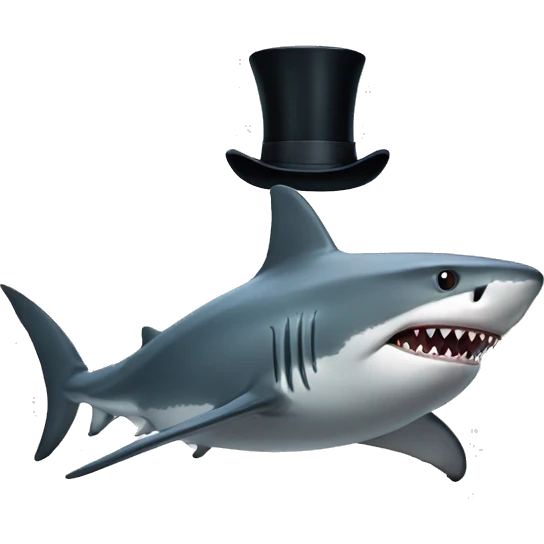 Shark with a top hat emoji