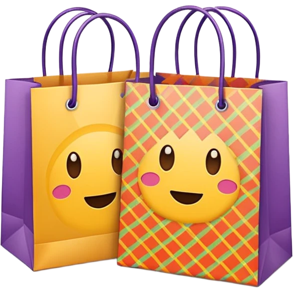 2 aesthetic shopping bag with pattern emoji
