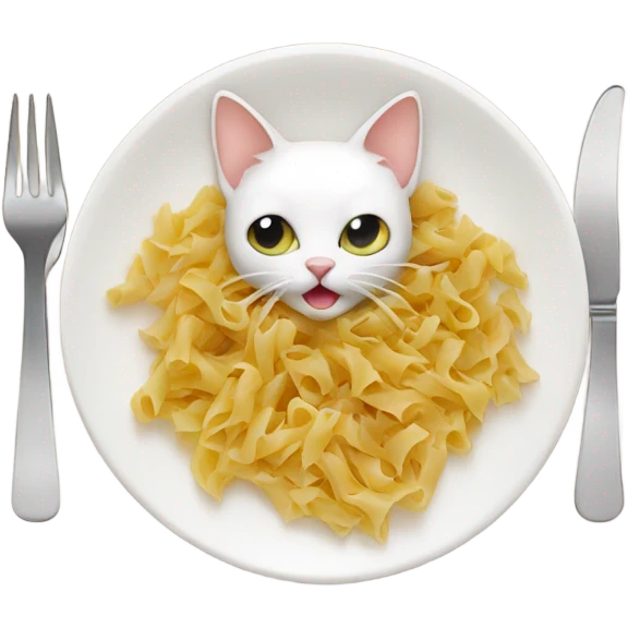 cat eating pasta emoji