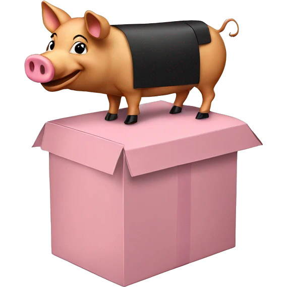 A shoe box riding on a pig emoji