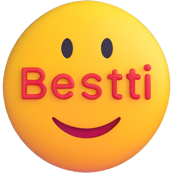 colorful 3D circular emoji with the word 'besti' in the center in a modern font emoji