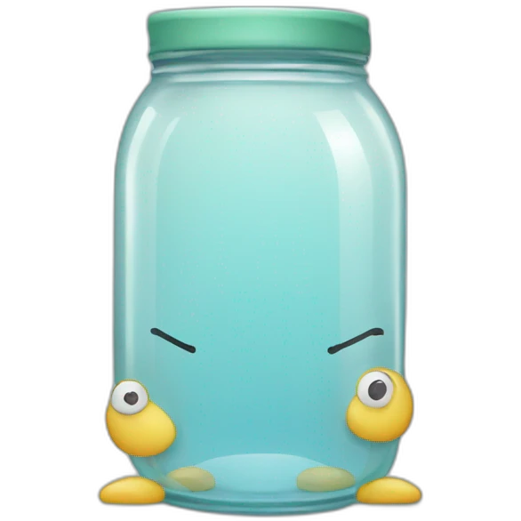 a glass jar standing on the floor between two legs emoji