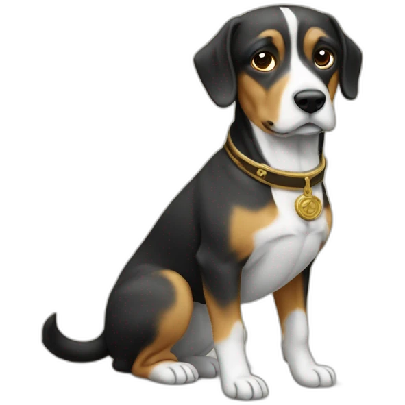 un chien quimonte sur uneile deserte et la domine avec napoleon emoji