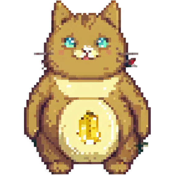 goofy cat with a banana body, pixel art style, chubby proportions emoji