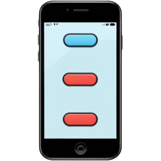 Minimalistic flat vector icon, iOS style, thin black contour on white background. Smartphone with basic UI elements inside: toggle switch, segmented control, and bottom tab bar. Clean, no text, no shadows emoji